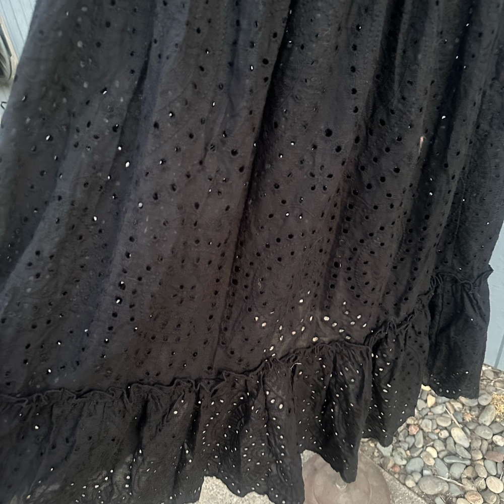 Black Eyelet Flounce Midi Dress - Picture 14 of 16